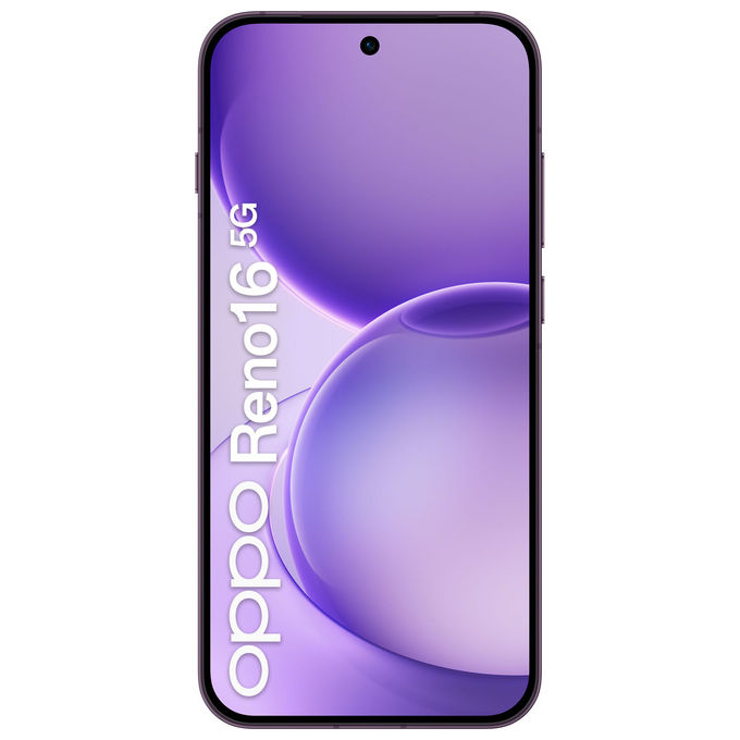 Oppo 110010237513BU Reno16 5G Smartphone AI Tripla Fotocamera 50+50+50MP Frontale 50MP Display 6.32'' 120Hz AMOLED 6000mAh RAM 8GB ROM 512GB colore Purple Black