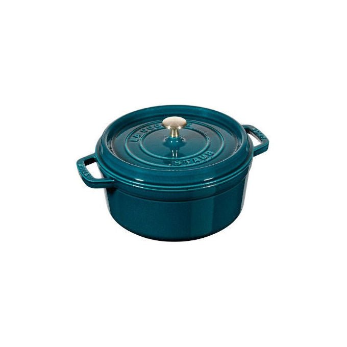 Staub 1102437 Cocotte Rotonda Casseruola in Ghisa Smaltata Diametro 24 cm Capacita' 3.8 L Forno Fino a 260 °C colore Blu