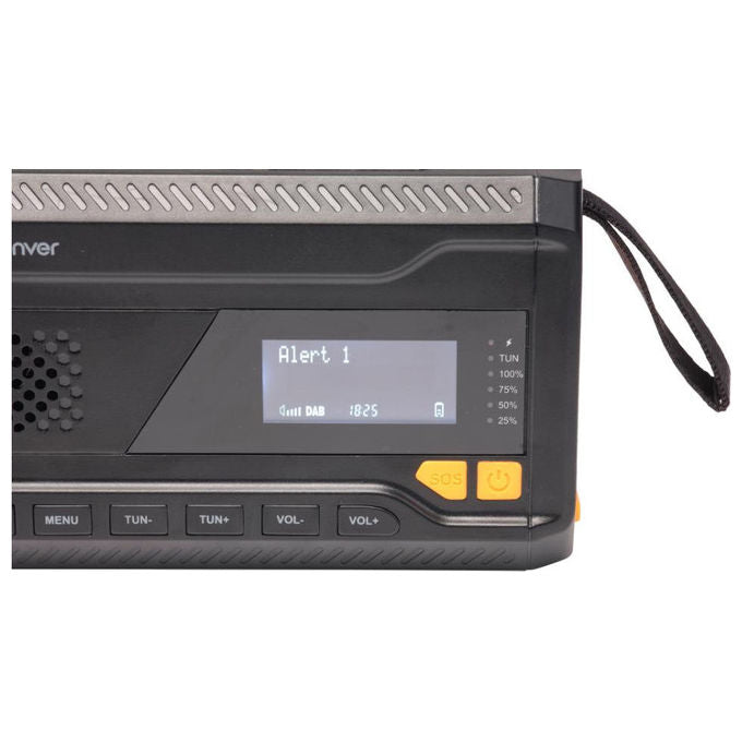 Denver 111111400000 SCD-2033 Radio Portatile DAB+ FM Bluetooth Alimentazione Solare e Manovella Batteria Integrata 2000 mAh colore Nero