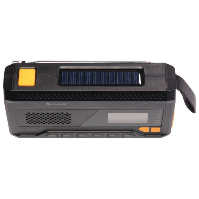 Denver 111111400000 SCD-2033 Radio Portatile DAB+ FM Bluetooth Alimentazione Solare e Manovella Batteria Integrata 2000 mAh colore Nero