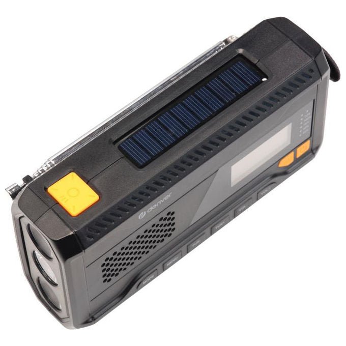 Denver 111111400000 SCD-2033 Radio Portatile DAB+ FM Bluetooth Alimentazione Solare e Manovella Batteria Integrata 2000 mAh colore Nero