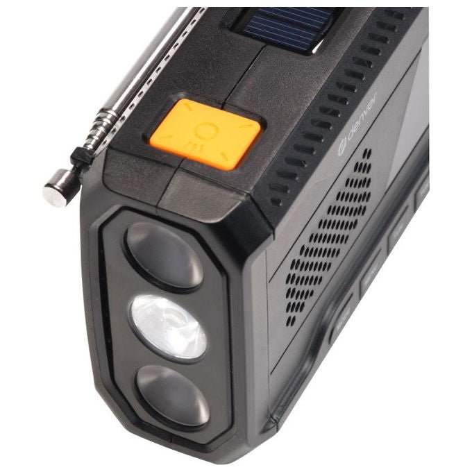 Denver 111111400000 SCD-2033 Radio Portatile DAB+ FM Bluetooth Alimentazione Solare e Manovella Batteria Integrata 2000 mAh colore Nero