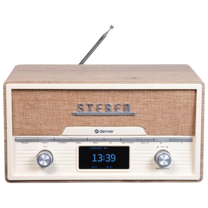 Denver 111161100160 MDA-525LW Lettore CD personale con Radio DAB+ FM Bluetooth Riproduzione MP3 Display TFT colore Legno