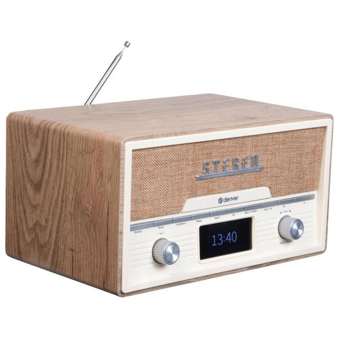 Denver 111161100160 MDA-525LW Lettore CD personale con Radio DAB+ FM Bluetooth Riproduzione MP3 Display TFT colore Legno