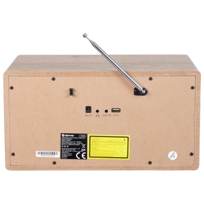 Denver 111161100160 MDA-525LW Lettore CD personale con Radio DAB+ FM Bluetooth Riproduzione MP3 Display TFT colore Legno
