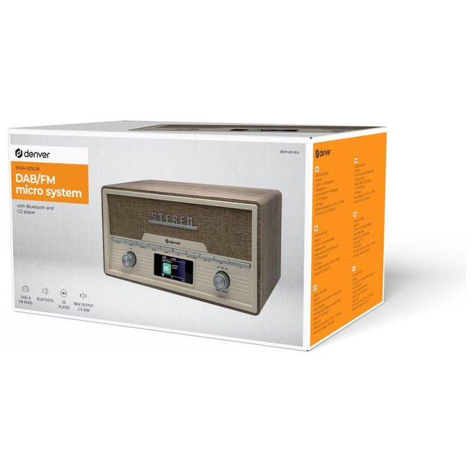 Denver 111161100160 MDA-525LW Lettore CD personale con Radio DAB+ FM Bluetooth Riproduzione MP3 Display TFT colore Legno