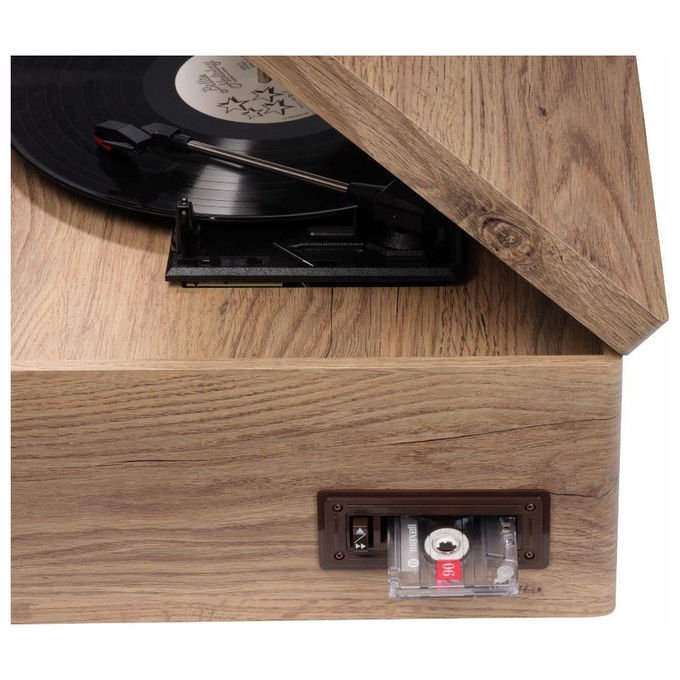 Denver MRD-180 Sistema Stereo Retro con Giradischi Radio DAB+ FM Lettore CD Bluetooth Lettore di Cassette Potenza 18 W colore Nero