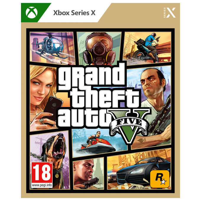 Rockstar Games 5026555366694 Grand Theft Auto V Xbox Series X Grafica fino a 4K 60 FPS HDR Ray Tracing Audio Spaziale Contenuti Esclusivi Hao's Special Works Carriera Iniziale colore Nero