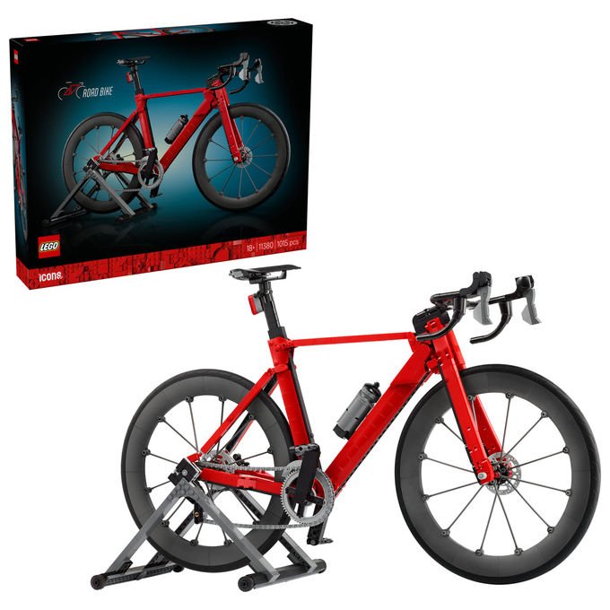Lego 11380 Icons Bici da Corsa Set di costruzione per adulti con pneumatici in gomma e supporto colore Argento
