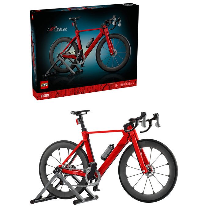 Lego 11380 Icons Bici da Corsa Set di costruzione per adulti con pneumatici in gomma e supporto colore Argento