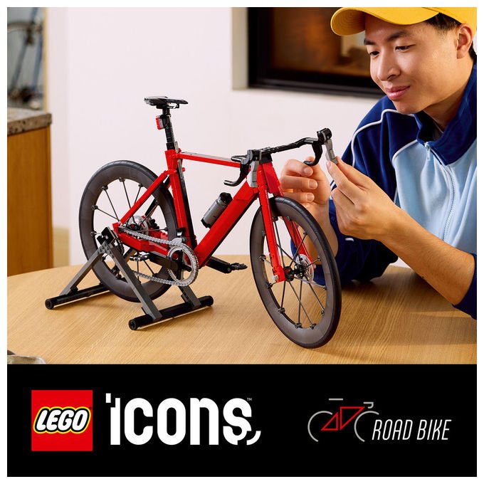Lego 11380 Icons Bici da Corsa Set di costruzione per adulti con pneumatici in gomma e supporto colore Argento