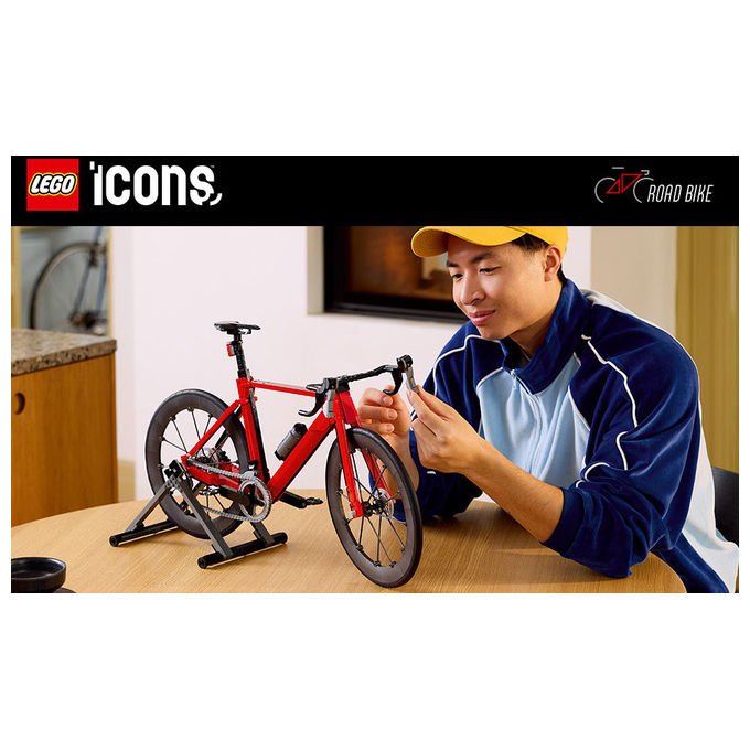 Lego 11380 Icons Bici da Corsa Set di costruzione per adulti con pneumatici in gomma e supporto colore Argento