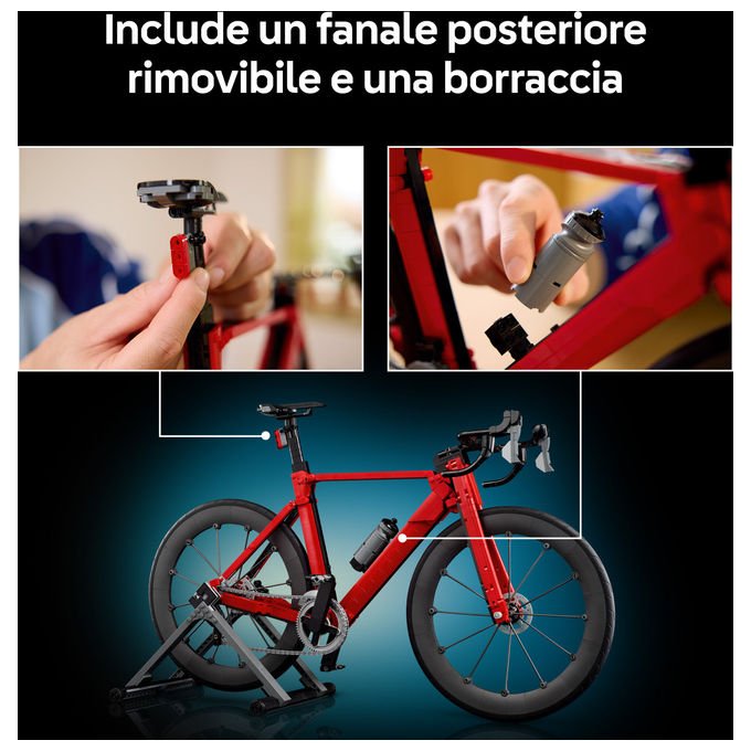 Lego 11380 Icons Bici da Corsa Set di costruzione per adulti con pneumatici in gomma e supporto colore Argento