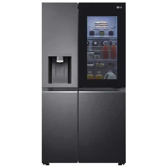 LG GSXV91MCAE - Frigorifero side by side 635 L, 179 cm, Classe E, 39 dB, Total No Frost, InstaView Door-in-Door, UVnano, Wi-Fi, Nero opaco