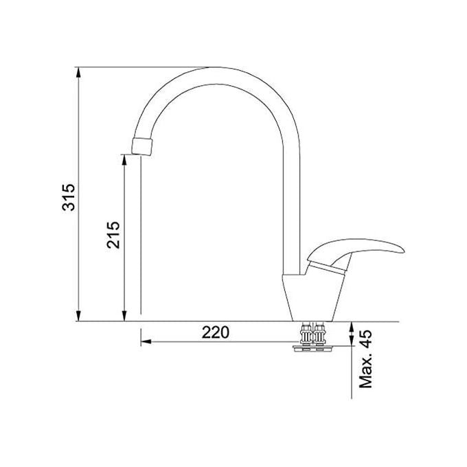 Franke Platino Miscelatore monocomando  con canna alta girevole  360° Cromato 115.0029.586