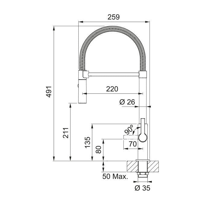 Franke 115.0728.395 Maris Slim Miscelatore con Beccuccio Tirare verso il basso Altezza 49.1 cm Girevole 360° colore Cromo