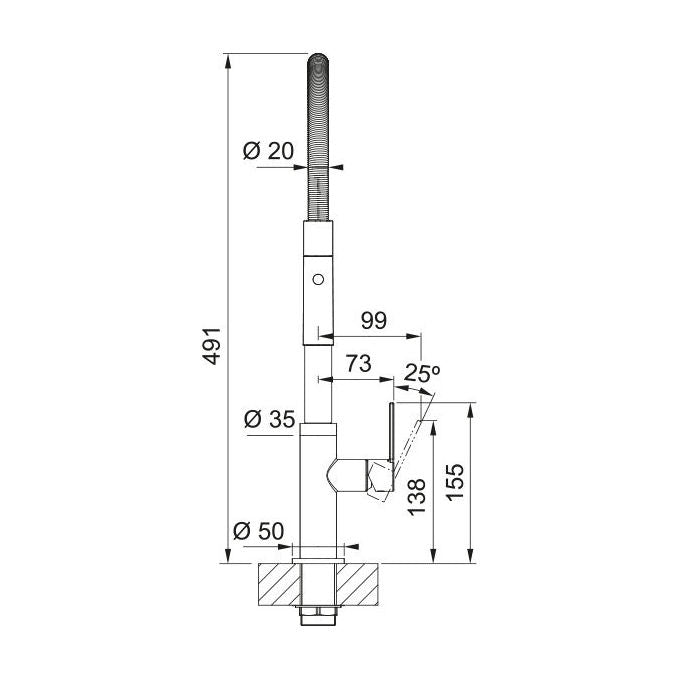 Franke 115.0728.395 Maris Slim Miscelatore con Beccuccio Tirare verso il basso Altezza 49.1 cm Girevole 360° colore Cromo