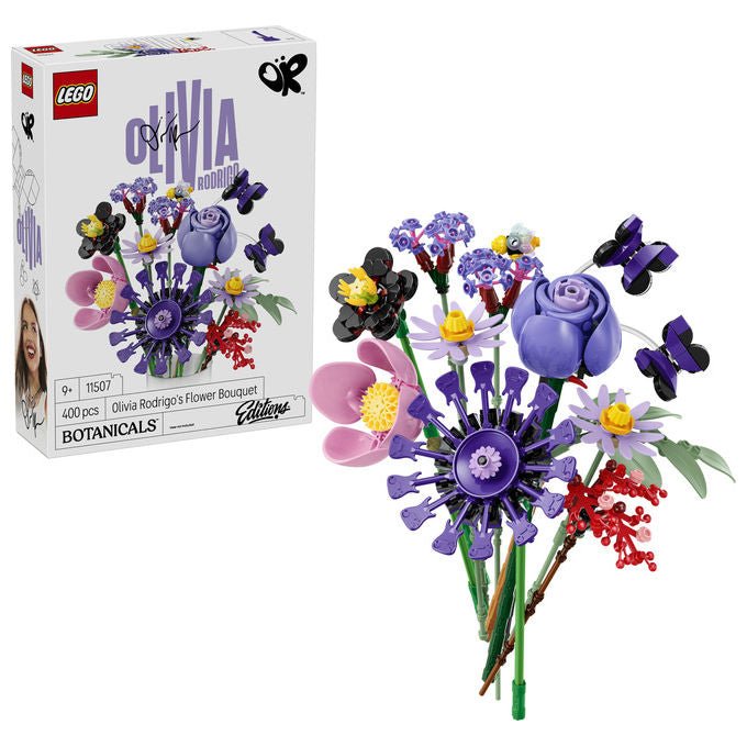 Lego 11507 Botanicals Bouquet di fiori di Olivia Rodrigo 400 pezzi dimensioni 25 cm colore Palette di colori viola con accenti rossi e rosa