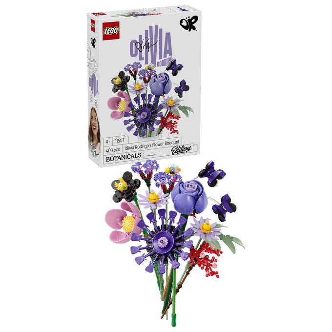 Lego 11507 Botanicals Bouquet di fiori di Olivia Rodrigo 400 pezzi dimensioni 25 cm colore Palette di colori viola con accenti rossi e rosa