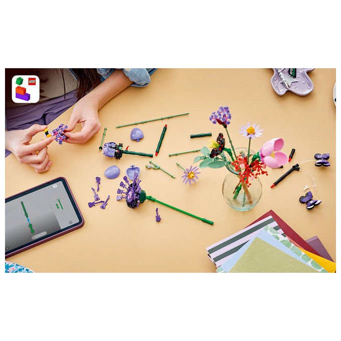 Lego 11507 Botanicals Bouquet di fiori di Olivia Rodrigo 400 pezzi dimensioni 25 cm colore Palette di colori viola con accenti rossi e rosa