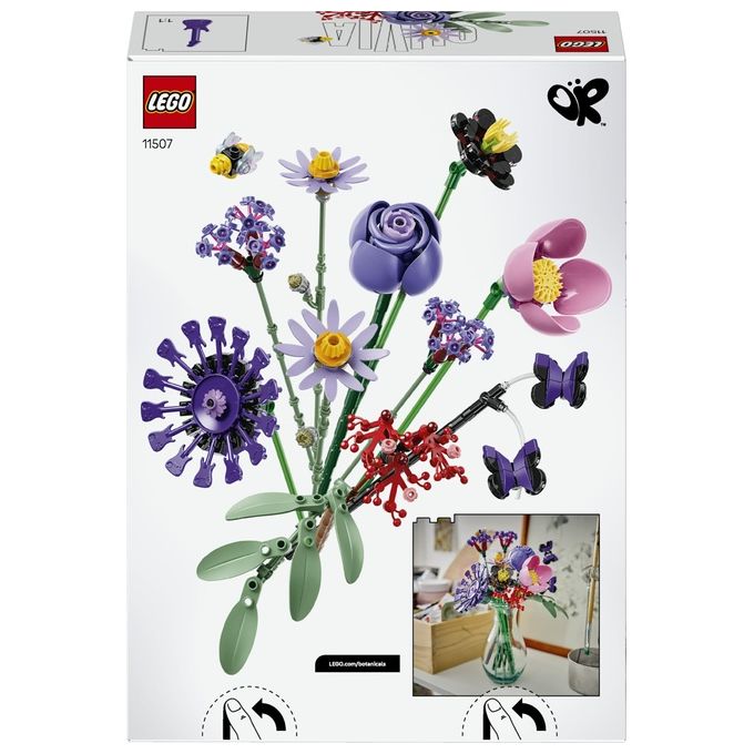Lego 11507 Botanicals Bouquet di fiori di Olivia Rodrigo 400 pezzi dimensioni 25 cm colore Palette di colori viola con accenti rossi e rosa