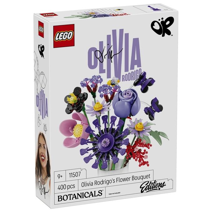 Lego 11507 Botanicals Bouquet di fiori di Olivia Rodrigo 400 pezzi dimensioni 25 cm colore Palette di colori viola con accenti rossi e rosa