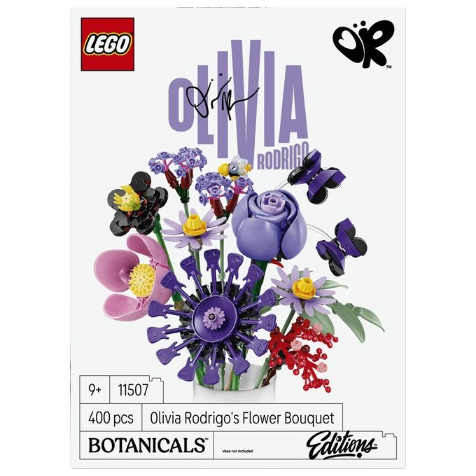 Lego 11507 Botanicals Bouquet di fiori di Olivia Rodrigo 400 pezzi dimensioni 25 cm colore Palette di colori viola con accenti rossi e rosa