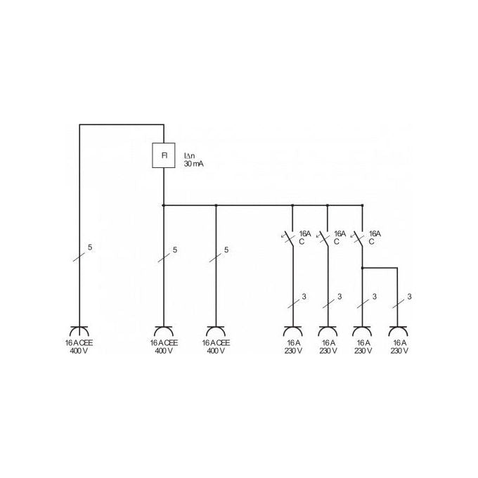 Brennenstuhl 1154890010 Distributore a muro 6 prese IP44 4 CEE 30 mA colore Bianco