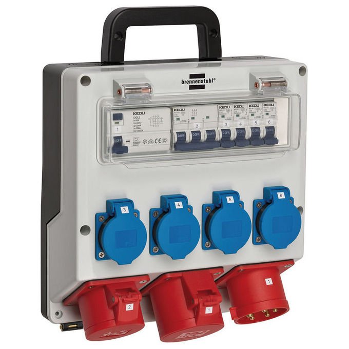 Brennenstuhl 1154890020 Unita' di Distribuzione dell'Energia 7 Prese AC 400 V 32 A 23000 W Colore Nero Blu Grigio Rosso