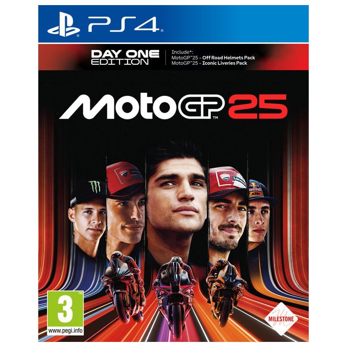 Milestone MotoGP 25 Day One Edition Videogioco PS4 con DLC Off Road Helmets Pack e Iconic Liveries Pack