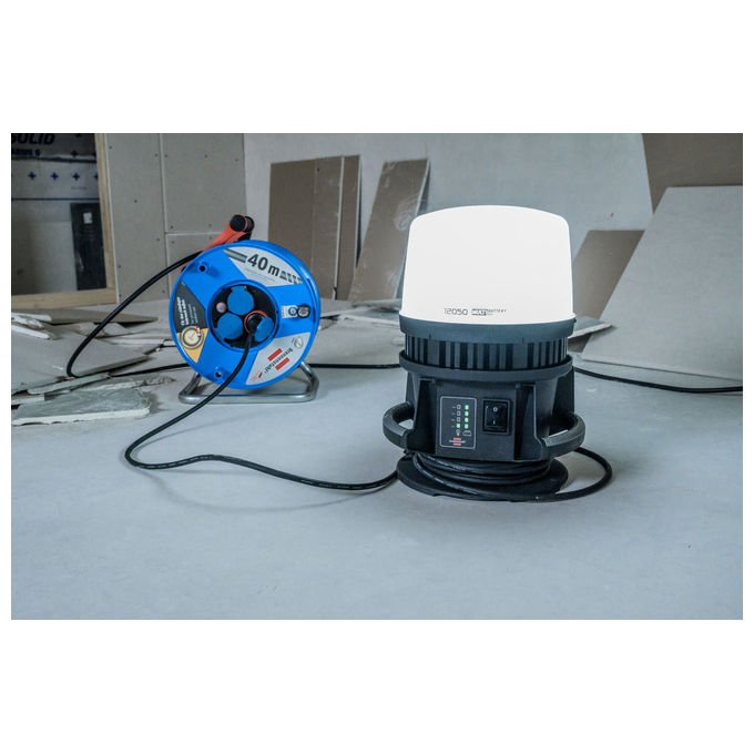Brennenstuhl 12050MH Faretto da cantiere LED 360° ibrido 12000 lm IP54 100 W con adattatori inclusi colore Nero