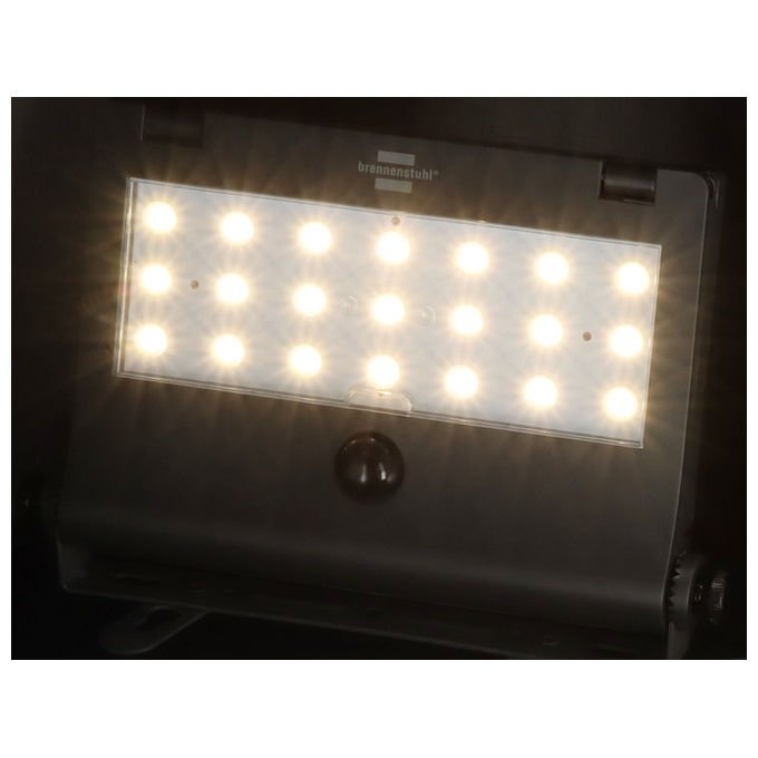 Brennenstuhl 1173740003 SOL 1000 Pad Faretto LED Solare con Rilevatore di Movimento 1000lm IP65 4000K colore Grigio