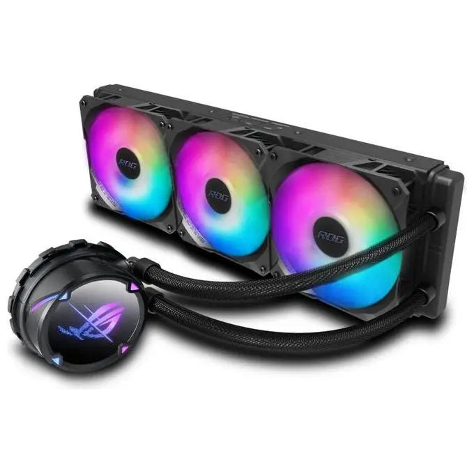 Asus ROG Strix LC II 360 ARGB Dispositivo di raffreddamento a liquido all-in-one, Cooler CPU, supporto Intel LGA 1700 e AMD AM4-TR4, 3 Ventole ROG RGB da 120 mm, Aura Sync, Nero
