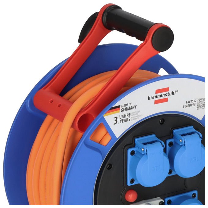 Brennenstuhl 1182690200 Garant CEE Avvolgicavo 25 m 4 Prese IP44 Esterno colore Arancione