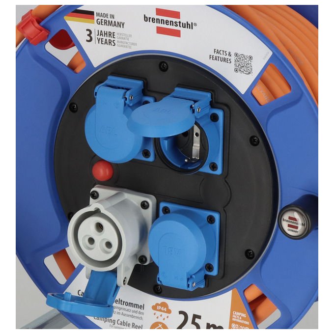 Brennenstuhl 1182690200 Garant CEE Avvolgicavo 25 m 4 Prese IP44 Esterno colore Arancione