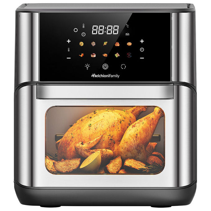 Melchioni 118340059 FLORA Friggitrice ad aria 12 L 1800 W 10 programmi Display a colori colore Nero