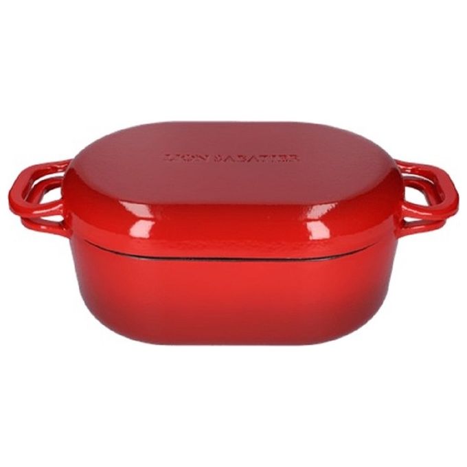 Sabatier Padella Ovale Rossa 31 cm 4,5 Litri Ghisa Adatta al forno e a tutte le fonti di calore, compresa l'induzione
