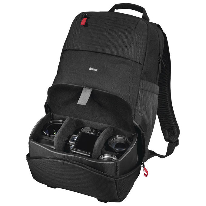 Hama MATERA160 Zaino Fotografico Scomparto Imbottito Removibile Tasche Laterali Copertura Antipioggia fino a 15,6'' colore Nero
