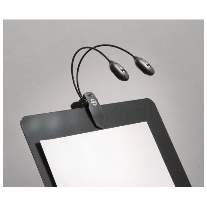 König and Meyer 12270-000-55 Lampada Leggio Doppia con 2 Bracci LED Alimentazione a Batteria o Alimentatore Esterno colore Nero
