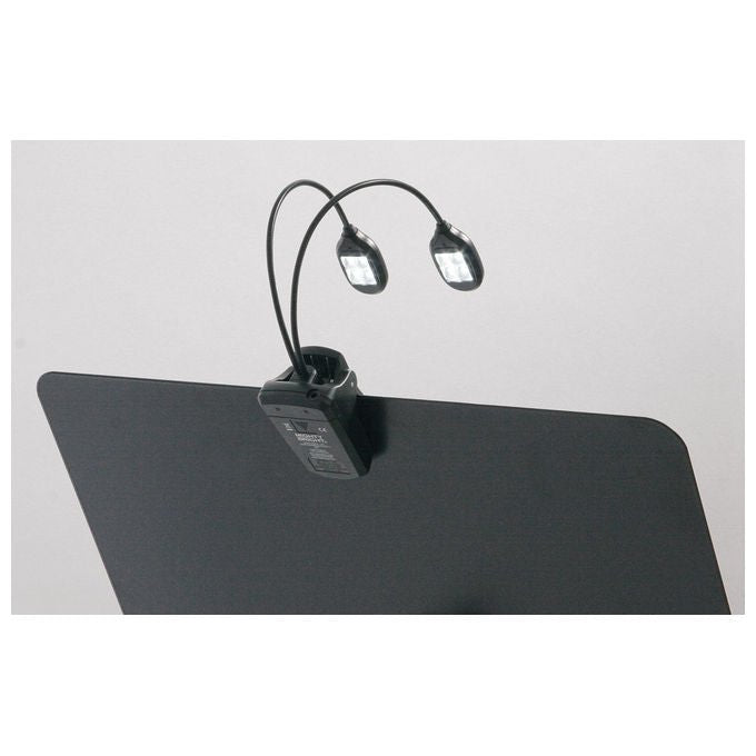 König and Meyer 12270-000-55 Lampada Leggio Doppia con 2 Bracci LED Alimentazione a Batteria o Alimentatore Esterno colore Nero
