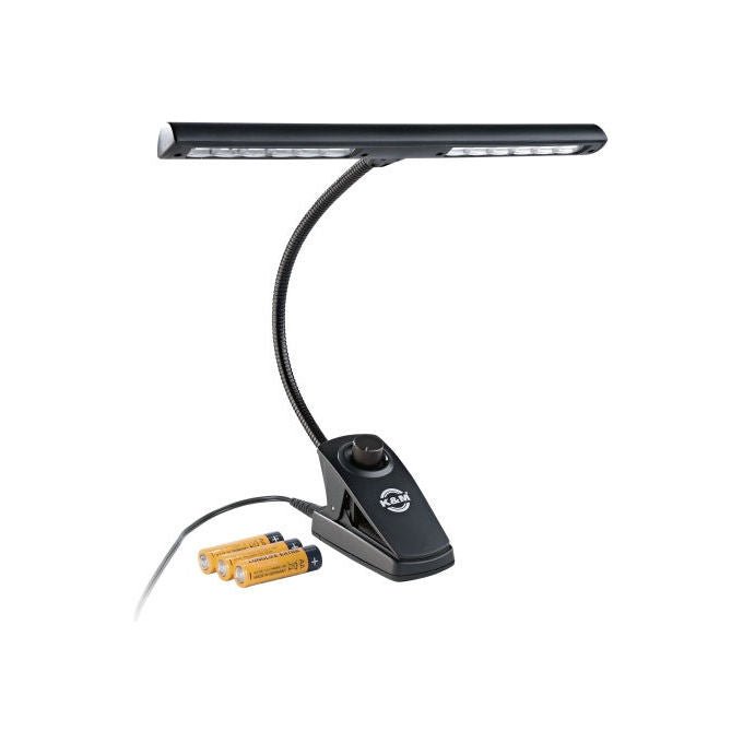 König and Meyer 12295-018-55 Dimmer Light Lampada per Leggio 6 LED 1400 lx Alimentazione AC e Batterie colore Nero