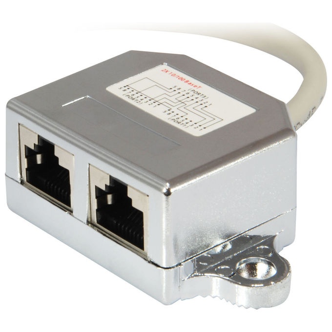 Equip 127608 Divisore di Rete RJ45 1x Plug 2x Prese Schermato Lunghezza 15 cm colore Argento