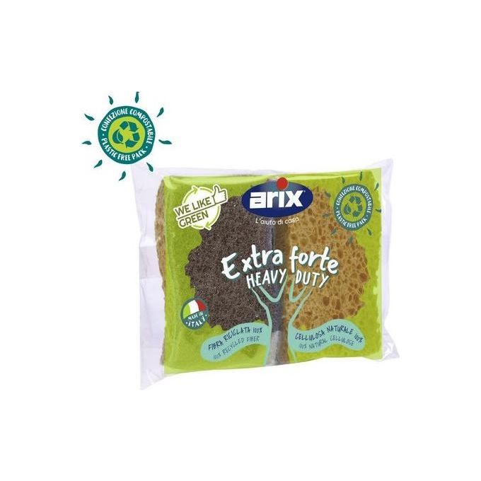 Arix Spugna Abrasiva Extra Forte 2 Pezzi Cellulosa Naturale 100%