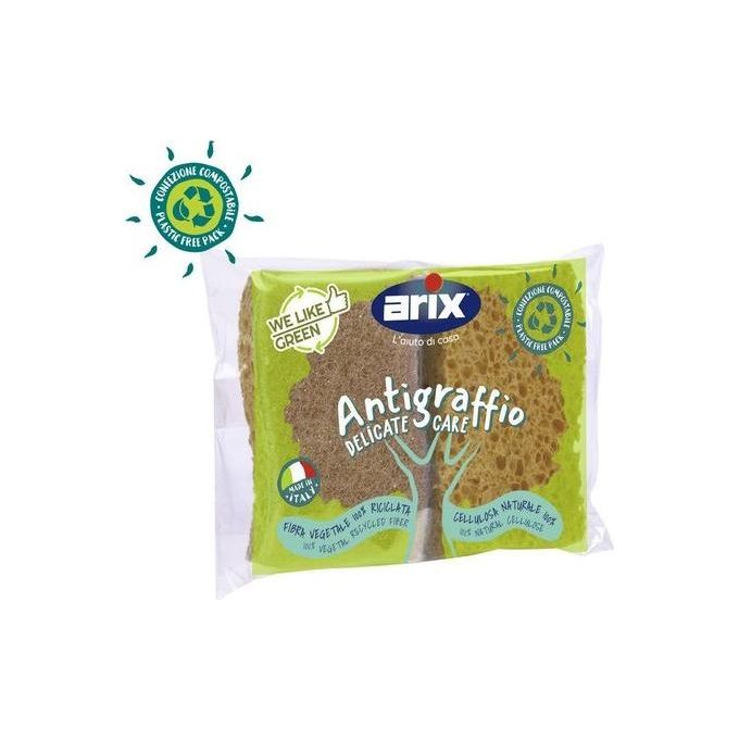 Arix Spugna Abrasiva Antigraffio 2 Pezzi Cellulosa Naturale 100%