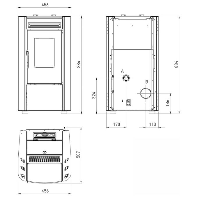 Extraflame Ketty Evo Stufa a Pellet Libera Installazione 6,5kW Bordeaux