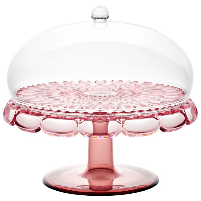 Guzzini 131901SAR35 Alzata con Campana in Cristallo Acrilico Bio-based BPA Free Diametro 30 cm Altezza 27.7 cm colore Rosa Flamingo