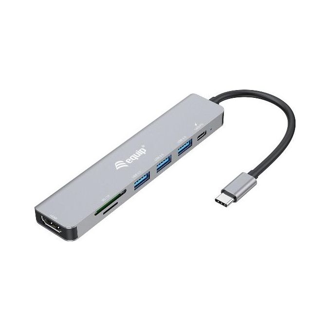 Conceptronic Adattatore Multifunzione USB-C 7 in 1 HDMI 4K-60 Hz USB 3.2 Gen1 x 3 TF-Micro SD 100W USB PD
