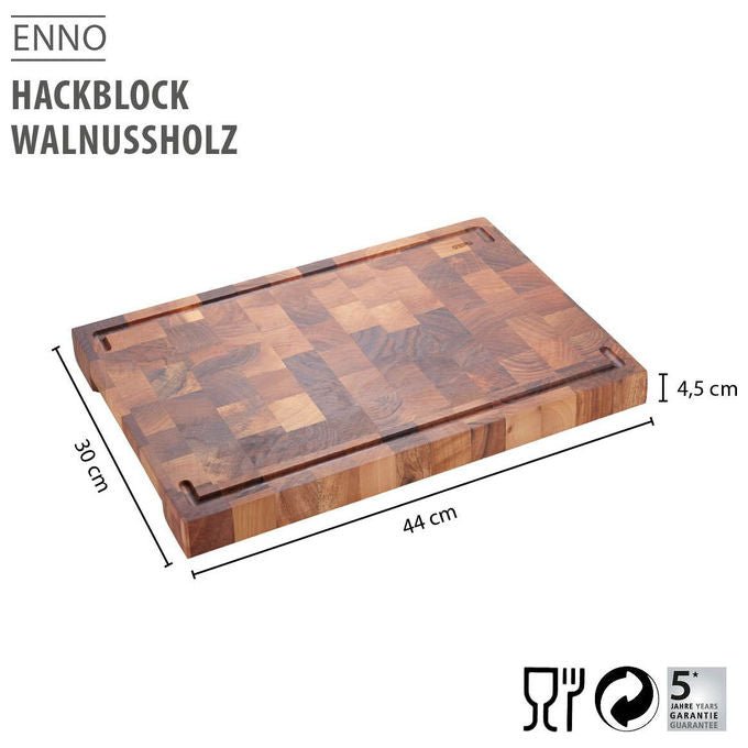 Gefu 13948 ENNO Tagliere da Cucina in Legno di Noce con Piedini Antiscivolo colore Noce