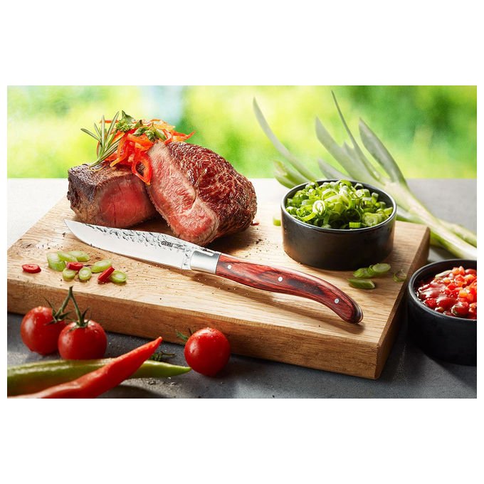 Gefu 13951 RANCHO Set di coltelli da steak 6 pezzi in acciaio con manico ergonomico in legno di Pakka colore Marrone