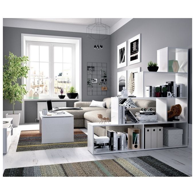 Libreria da terra Kafka A03 con 6 scomparti 145x29x145  Bianco
